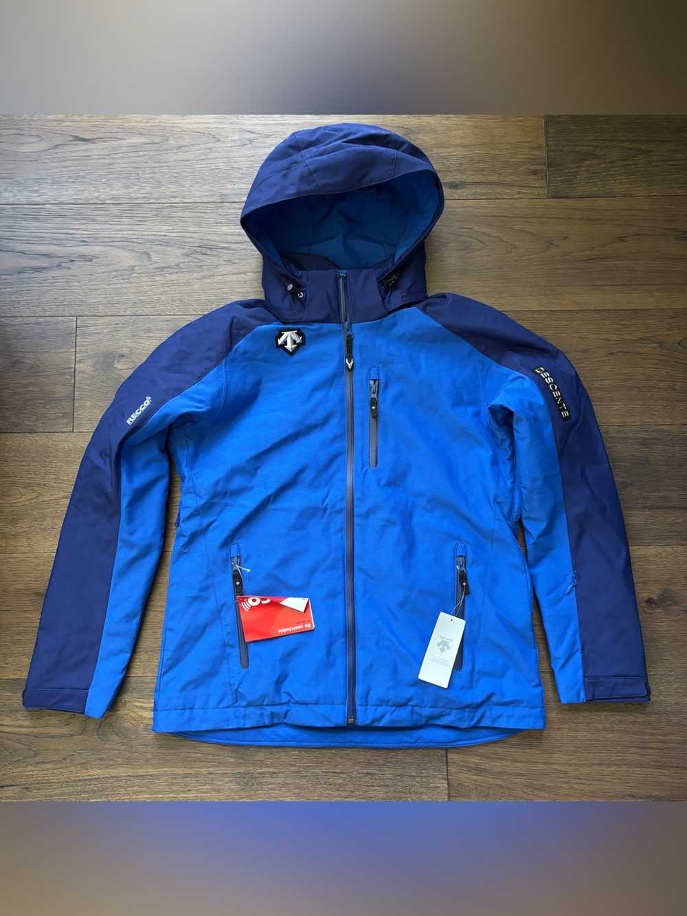 NWT! Descente Womens Ski Jacket Size L/ 12 Blue RECCO Insulated Coat Snowboard